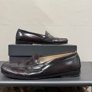 COLE HAAN Pinch Penny Loafers Burgundy Glossy Leather Mens 8